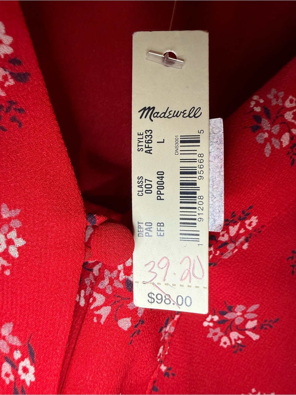 Madewell Red Floral Peplum V-Neck Blouse - Picture 7 of 7
